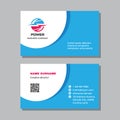 Business visit card template with logo - concept design. Computer network electronic technology branding. Power electric lightning