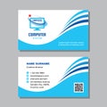 Business visit card template with logo - concept design. Computer network technology. Repair service sign. Vector illustration.