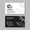 Business visit card template with logo - concept design. Gear SEO computer network branding. Vector illustration. Royalty Free Stock Photo