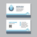 Business visit card template with logo - concept design. Gear SEO computer network technology branding. Vector illustration. Royalty Free Stock Photo