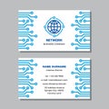 Business visit card template with logo - concept design. Global network technology. Vector illustration. Royalty Free Stock Photo