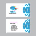 Business visit card template with logo - concept design. Globe travel branding. Vector illustration. Royalty Free Stock Photo