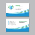 Business visit card template with logo - concept design. Nature green leaf branding. Clean water drop sign. Vector illustration. Royalty Free Stock Photo