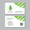 Business visit card template with logo - concept design. Nature green leaf branding. Vector illustration. Royalty Free Stock Photo