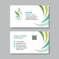 Business visit card template with logo - concept design. Nature green leaves human branding. Vector illustration. Royalty Free Stock Photo