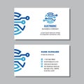 Business visit card template with logo - concept design. Network computer digital technology. Electronic data sign. Vector illustr