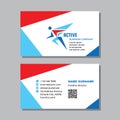 Business visit card template with logo - concept design. Sport fitness active human sign. Vector illustration.