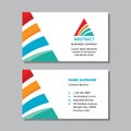 Business visit card template with logo - concept design. Triangle pyramid success branding. Vector illustration. Royalty Free Stock Photo