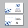 Business visit card template with logo - concept design. Universe saturn planet sign. Computer network electronic technology brand