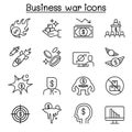 Business war, Business sanction, trade war, import tax icon set in thin line style