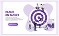 Business web banner concept design. People working together holding a big dart. Reach the target business, Hit the target, goal Royalty Free Stock Photo