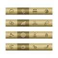 Business web icons on bronze bar Royalty Free Stock Photo