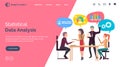 Business website landing page template. Statistical data analysis, report presentation vector