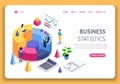 Business website template design. Isometric concept. Consulting for company performance, analysis Royalty Free Stock Photo