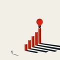 Business winning idea vector concept with lightbulb on top of charts. Symbol of ambition, creative work.