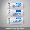 Business winter stickers with snowman. Vector design elements. Royalty Free Stock Photo