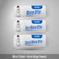 Business winter stickers with snowman. Vector design elements.