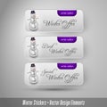 Business winter stickers with snowman. Vector design elements. Royalty Free Stock Photo
