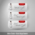 Business winter stickers with snowman. Vector design elements.