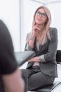 business woman answering questions during an interview. Royalty Free Stock Photo