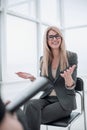 business woman answering questions during an interview. Royalty Free Stock Photo
