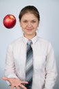 Business woman with apple