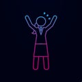 Business woman with arm raised nolan icon. Simple thin line, outline vector of businesswoman feeling and emonations icons for ui Royalty Free Stock Photo