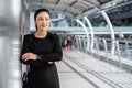 Business woman with arms crossed in city Royalty Free Stock Photo