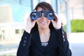 Business Woman with Binoculars Royalty Free Stock Photo