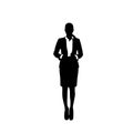 Business Woman Black Silhouette Full Length Over White Background