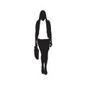 Business Woman Black Silhouette Hold Briefcase Standing Full Length