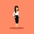 Business woman in black white costume vector illustration.