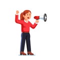 Business woman boss shouting out through megaphone Royalty Free Stock Photo