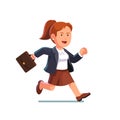 Business woman with a briefcase running fast