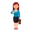 Business woman with a briefcase showing OK gesture