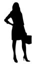 Business woman with briefcase silhouette .Woman executive