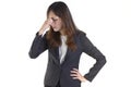 Business women in business suit so stressed out on pure white background Royalty Free Stock Photo