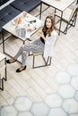 Business woman in the cafe Royalty Free Stock Photo