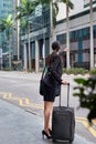 Business woman calling for taxi cab Royalty Free Stock Photo