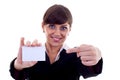 Business woman with card Royalty Free Stock Photo