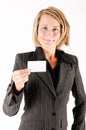 Business woman with a card Royalty Free Stock Photo