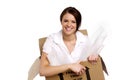 Business woman in a cardboard box Royalty Free Stock Photo