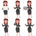 Business woman cartoon character. Vector design set of professionals