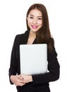 Business woman casual holding laptop computer Royalty Free Stock Photo