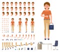 Business woman in casual office look character creation set. Cartoon style manager constructor kit.