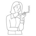 Business woman character smoking bust shot. hand drawn style vector design illustrations. eps10. Royalty Free Stock Photo