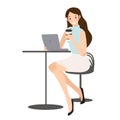 business woman checking her mobile phone with coffee cup Royalty Free Stock Photo