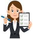 A Business woman checklist confirmation
