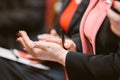 Business woman clapping hands applauding Royalty Free Stock Photo