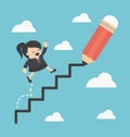 Business Woman climbing ladder of success Royalty Free Stock Photo